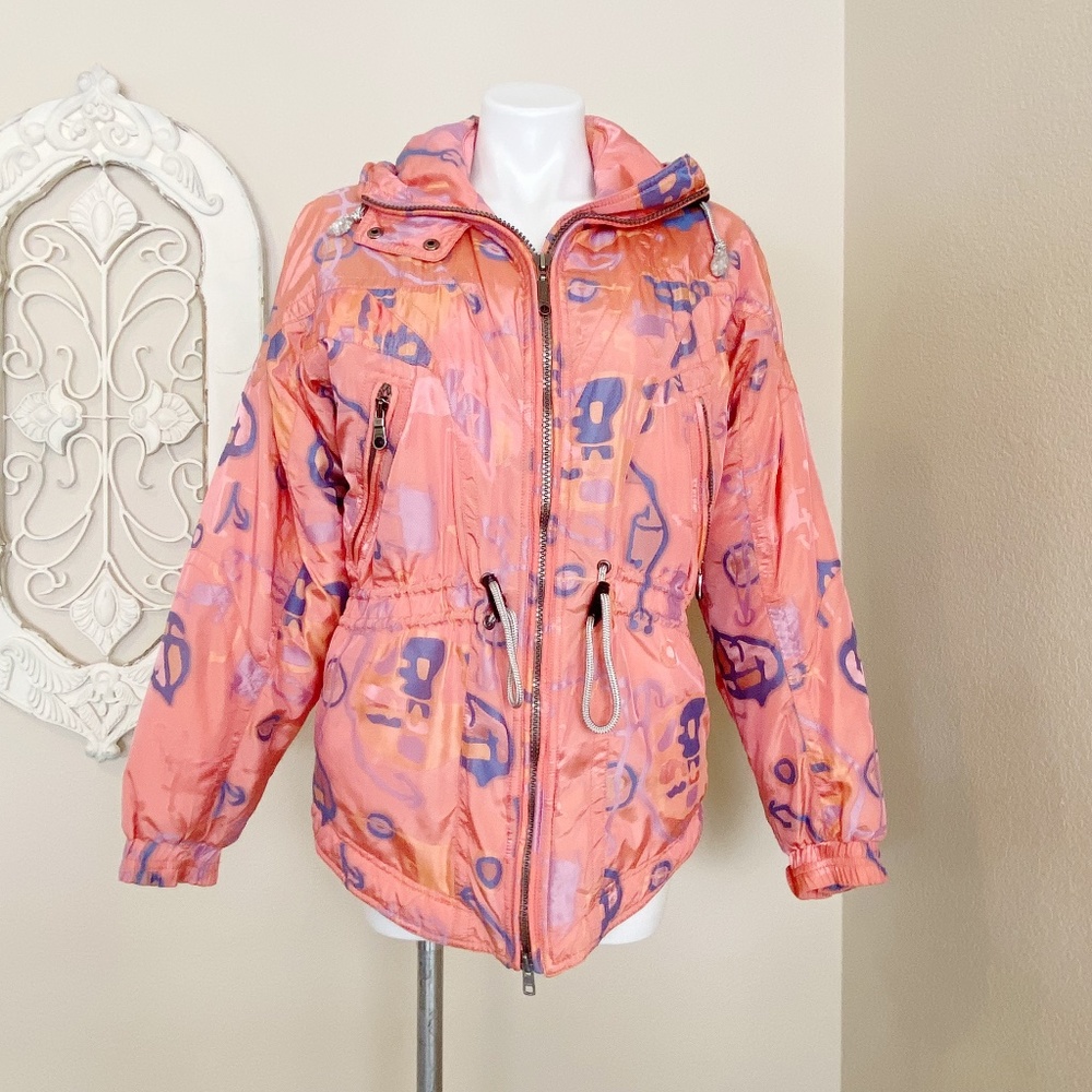 Spyder | Womens Pink and Blue Vintage Print Ski Jacket | Size: 8 - Picture 1 of 13